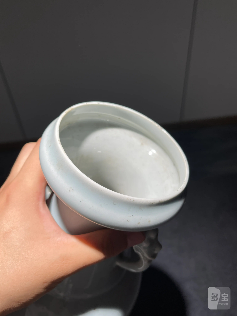 民国 天蓝釉双耳洗口瓶一对 - 图6
